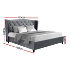 Artiss Pier Bed Frame Fabric - Grey Double