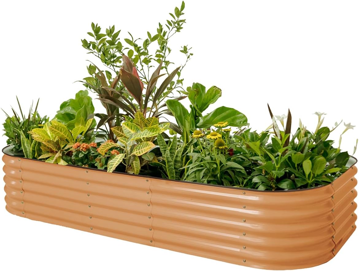 Garden Raised Garden Bed Kit, 11" Tall 10 in 1 Modular Raised Garden Beds Kit, Metal Planter Box for Vegetables, Flowers, Herbs, Morden Gray