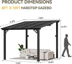 Aoxun 8’x10’ Gazebo  Wall Mounted Gazebos Pergola on Clearance  Outdoor Patio  Large Wall-Mounted Heavy Duty Awnings for Patio  Decks  Backyard (Black)