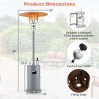 50,000 BTU Propane Outdoor Heater, Round Patio Heater with Stainless Steel Burner, Tip-Over, Flame-Out Protection, Wheels, CSA Certificated