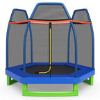 7 FT ASTM Certified Kids Trampoline Recreational Bounce Jumper with Safety Enclosure Net
