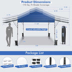 10 x 17.6 FT Outdoor Instant Pop-up Canopy Tent for Market Picnic with Dual Half Awnings & Wheeled Bag