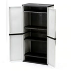 2025 Gray Plastic Freestanding Garage Cabinet, 35′′W x 71′′H x 18′′D, with Adjustable Shelves and Lockable Doors