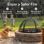 Sunnydaze Round Fire Pit Spark Screen Cover - Easy-Opening Outdoor Fire Pit Screen - Heavy?Duty Steel Metal Mesh - 36" Diameter