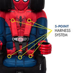 2025 KidsEmbrace Marvel Spider-Man 2-in-1 Forward-Facing Booster Car Seat LATCH | 5-Point Harness Booster 22-65lbs converts to Belt-Positioning Booster 40-100lbs | Adjustable
