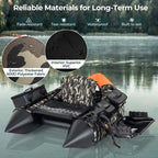 Inflatable Fishing Float Tube, 350LBS Portable Belly Boat with Rod Rack Basket, Fish Finder Holder, Fish Ruler, 3 Storage Boxes & Pump