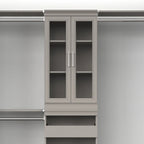 4613 Modular Storage Pair Set, 2 Glass Pane Doors, Wood Closet Organizer Shaker Style, Add On Accessory for Shelf Units, Taupe, Kit