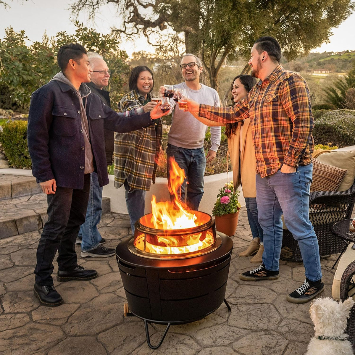 TIKI Reunion Fire Pit Heat Deflector & Screen with Poker �C Outdoor Fire Pit Accessories for More Warmth & Safety �C Spark Protector & Ember Guard for Even Heat Distribution �C Durable Metal Design