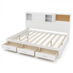 Twin/Full Size Wooden Daybed with 3 Drawers with Storage Shelves