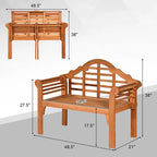 4 Ft Folding Outdoor Bench For Park Garden 2 Person Eucalyptus Wood Bench Loveseat Chair - Comfortable And Ergonomic Design