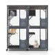 72 Inch Large Wooden Cat House Catio Kitten Enclosure on Wheels with Weatherproof Asphalt Roof