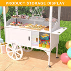 Candy Cart with Wheels for Party，Wood Dessert Cart with Storage Cabinet