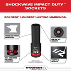 49-66-7093 SHOCKWAVE 1/2 in. Drive SAE Deep Well 6 Point Impact Socket Set (18-Piece)