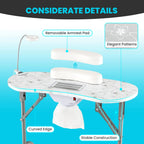 LDAILY Portable Nail Table with Electric Dust Collector