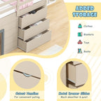 3-In-1 Twin Loft Bed with Slide Ladder Drawers for Kids Teens