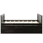 Twin Captain's Bed with Trundle Bed, Storage Daybed with 3 Drawers, Wooden Platform Bed for Kids Guests Sleepovers