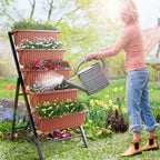 4Ft Planter Box 5-Tiers Vertical Raised Garden Bed with Drain for Patio Vegetables, Flowers Herb, 26  x 22.75  x 44.75