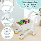 Wooden Kids Supermarket Playset with Cash Register and Shopping Cart