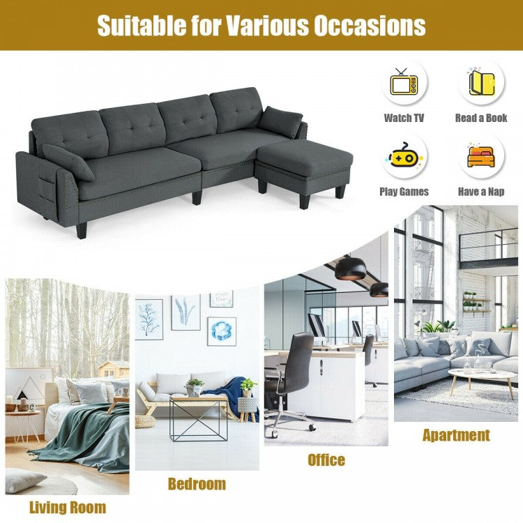 Reversible Sectional Sofa Couch L-Shaped Sofa Couch with Ottoman