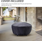 NATURAL EXPRESSIONS 32 Inch Large Fire Pit with 2 Grills, Outdoor Wood Burning Fire Pit with Cooking Grate, Lid, Poker and Round Waterproof Cover for Patio, Ourside, Bonfires, Picnic, Party.