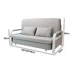 Convertible Sofa Bed with Pillows, Side Pockects and Storage Compartment, Carbon Steel and Linen Cotton