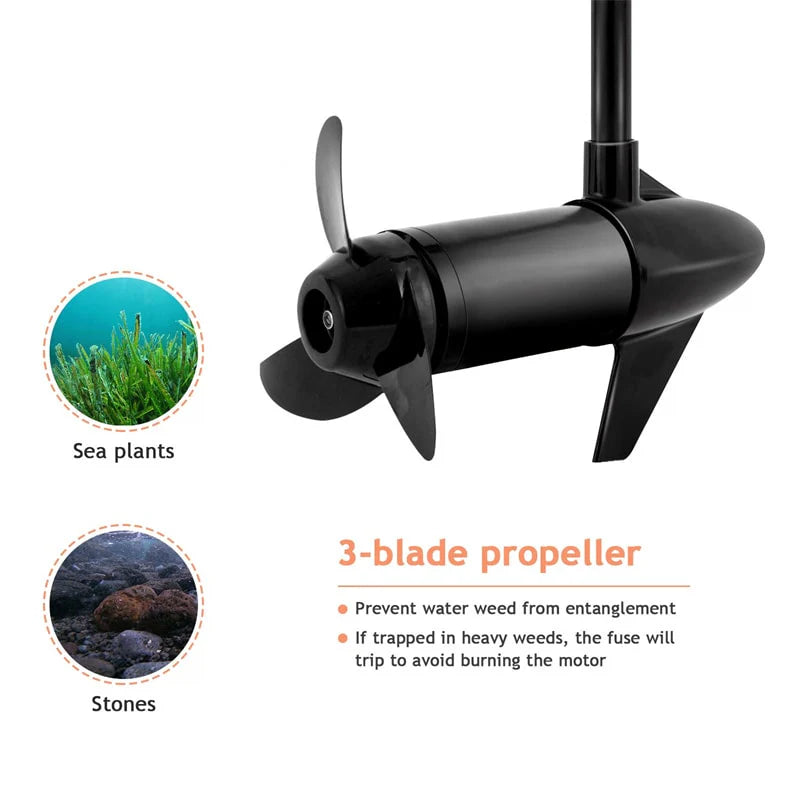 Electric Trolling Motor 8 Speed Boat Fishing Motor with Telescoping Handle, Transom Mount 36" Shaft for Freshwater Saltwater Use