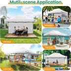 COBIZI 10x20 Heavy Duty Pop up Canopy Tent with 6 sidewalls Easy Up Commercial Outdoor Canopy Wedding Party Tents for Parties All Season Wind & Waterproof Gazebo with Roller Bag,Black(Frame Thickened)