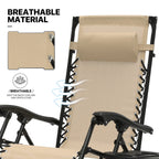 MoNiBloom Zero Gravity Chairs Set of 2, Folding Outdoor Patio Beach Recliner with Canopy Shade & Headrest, Black
