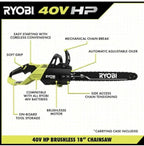 Ryobi 18��� 40V Cordless Chainsaw Kit with Battery & Charger, Green