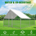 Large Metal Chicken Coop Walk-in Poultry Cage with Water-Resident and Anti-UV Cover Duck Rabbit Cat House Outdoor Chicken Run Pen with Spire Shaped Cage