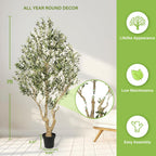 Olive Trees Artificial Indoor 7ft – Faux Olive Tree 7 Feet with Natural Looking Trunk, Realistic Leaves and Lifelike Fruits, Fake Olive Tree for Home Office Living Room Decor