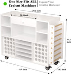 Craft organization and storage Cart Compatible with Cricut Machine, Rolling Craft Organizer With large drawer & 48 Vinyl Roll Holder, Crafting Cabinet Table Workstation for Craft Room Home