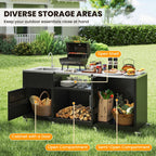 Outdoor Grill Table with Sink and Drainage Heavy Duty Metal Grill Cart