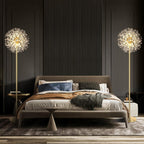 BesLowe 69'' Crystal Floor Lamp for Living Room, Modern Standing Lamp with 738PCS K9 Crystals, Tall Lamp Pole Light for Bedroom Office, Mid Century Gold Floor Lighting with 9 LED Bulbs, Antique Brass