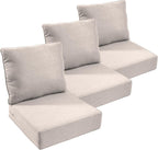 Outdoor Chair Cushions Set of 3  Waterproof 24x24 Patio Chair Cushion  6" Thickened Seat Cushion for Outdoor Furniture  Couch Cushion Replacement  Include 3 Back & 3 Seat Cushions  Thick/Beige