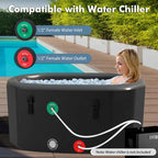 XL 129 Gal Oval Ice Bath Tub with Cover, Portable Inflatable Cold Plunge Tub with Backpack & Pump, Water Chiller Compatible for Cold Therapy