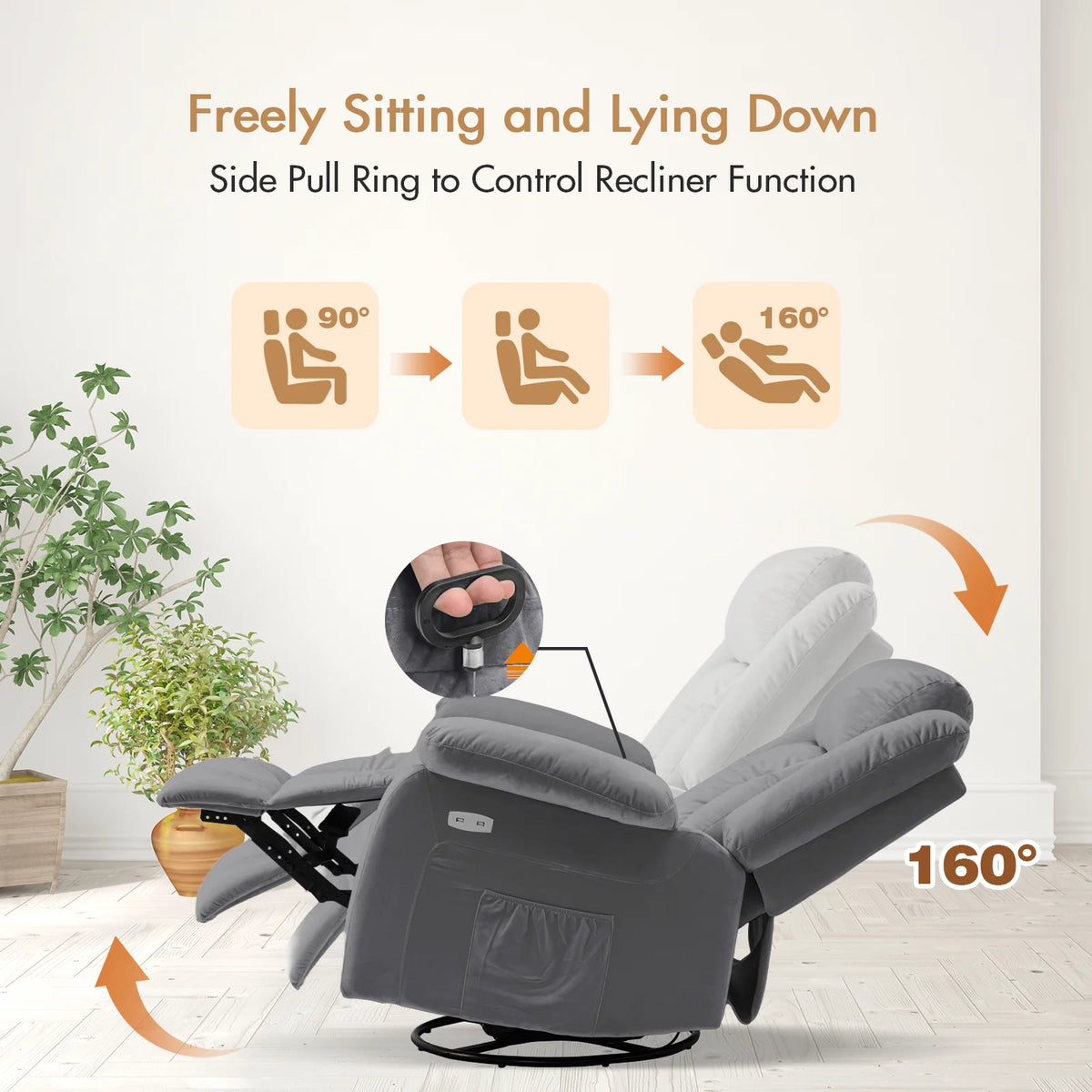 360?? Swivel Heated Recliner Massage Chair