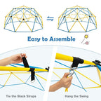 10 FT Geometric Dome Climber with Swing, Upgrade Jungle Gym Monkey Bar for Backyard, Outdoor Climbing Toys for Toddlers