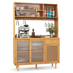 Giantex Bamboo Buffet Cabinet w/Hutch, 175cm Wine Bar Kitchen Cabinet