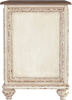 Signature Design by Ashley Realyn Farmhouse Chair Side End Table with Cabinet For Storage, Antique White & Brown