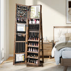 360�� Swivel Jewelry Armoire, Standing Jewelry Organizer with Full Length Mirror