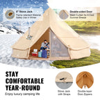 KFFKFF Canvas Bell Tent 6m/19.68ft 4-Season Camping Yurt Tent with Stove Jack