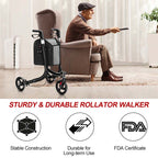 3-Wheel Folding Rollator Walker with Shopping Bag, Lightweight Aluminum Mobility Walking Aid