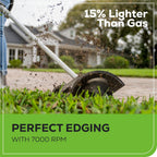 Greenworks 60V 8" Brushless Cordless Edger with 2.0Ah Battery & Charger – Tool-Free Depth Adjustment  Lightweight Lawn Edging Tool  4-Year Warranty
