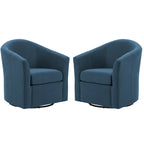 Set of 2 Modern Upholstered Swivel Barrel Chair Living Room Accent Chair