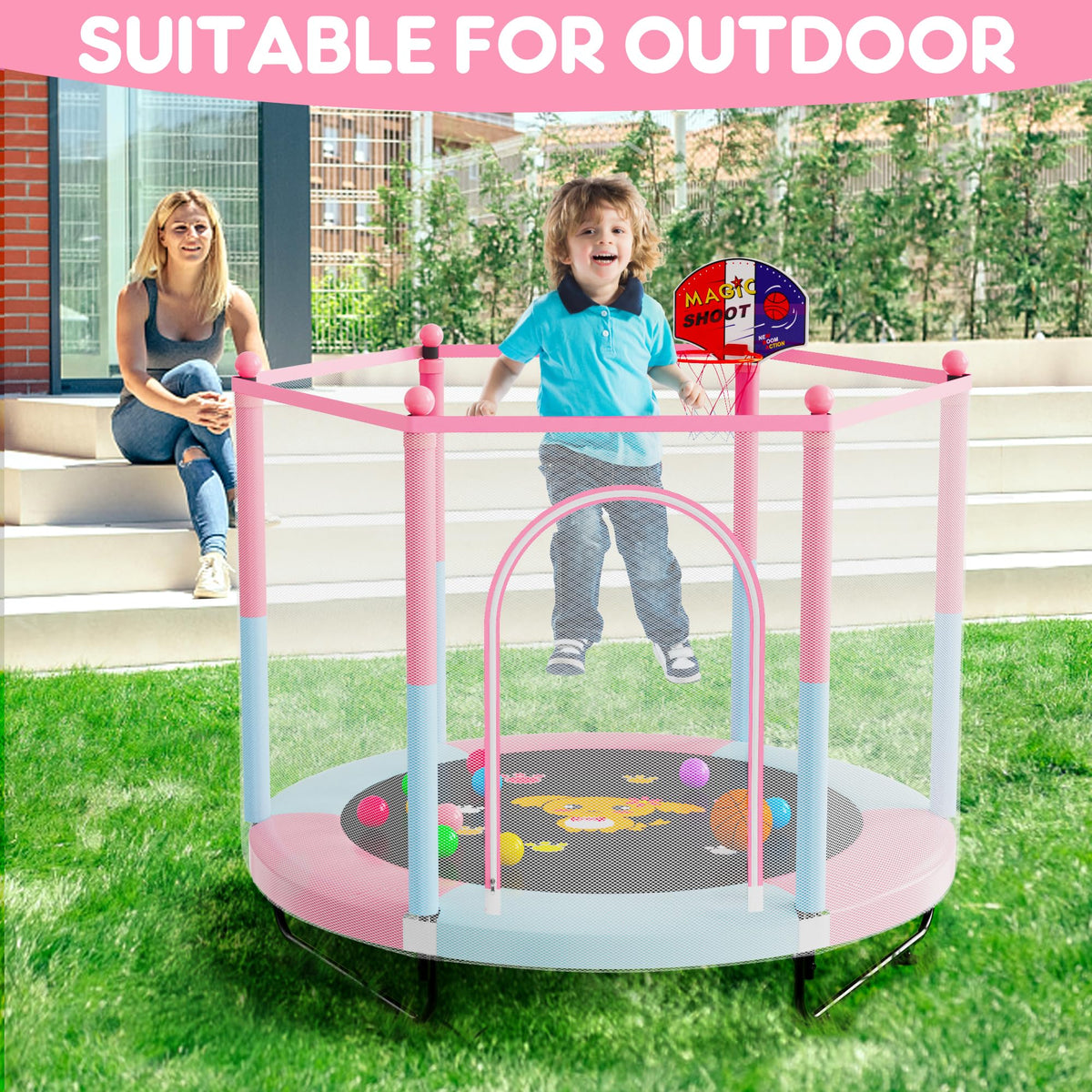 VGMiu 60" Trampoline for Kids, 5 FT Toddler Baby Trampoline
