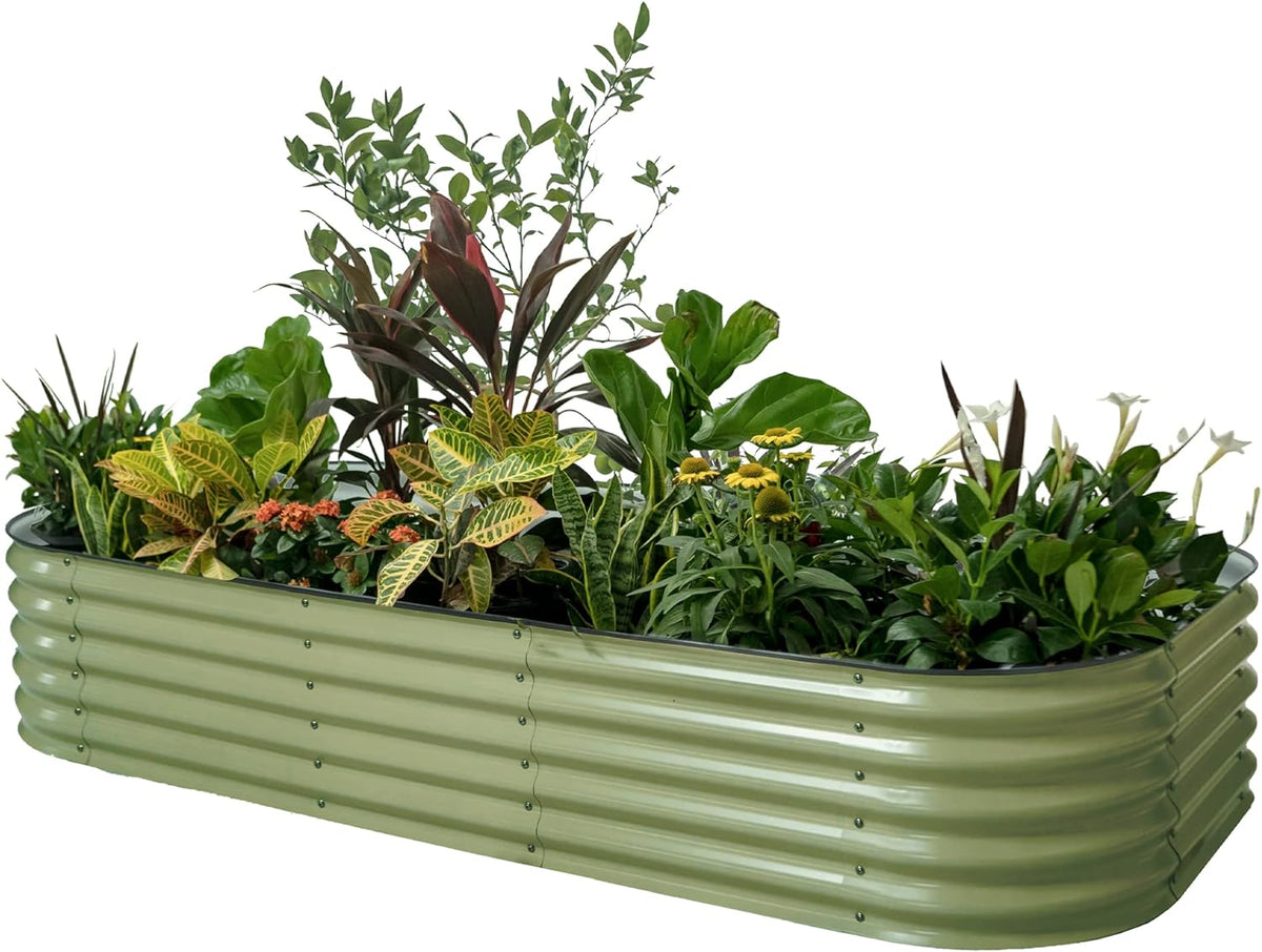 Garden Raised Garden Bed Kit, 11" Tall 10 in 1 Modular Raised Garden Beds Kit, Metal Planter Box for Vegetables, Flowers, Herbs, Morden Gray