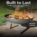 Sunnydaze Cast Iron Heavy Duty Fire Pit for Outside - Wood Burning Outdoor Fire Pit Bowl with Handles for Patio, Backyard, Camping - 30" - Gray
