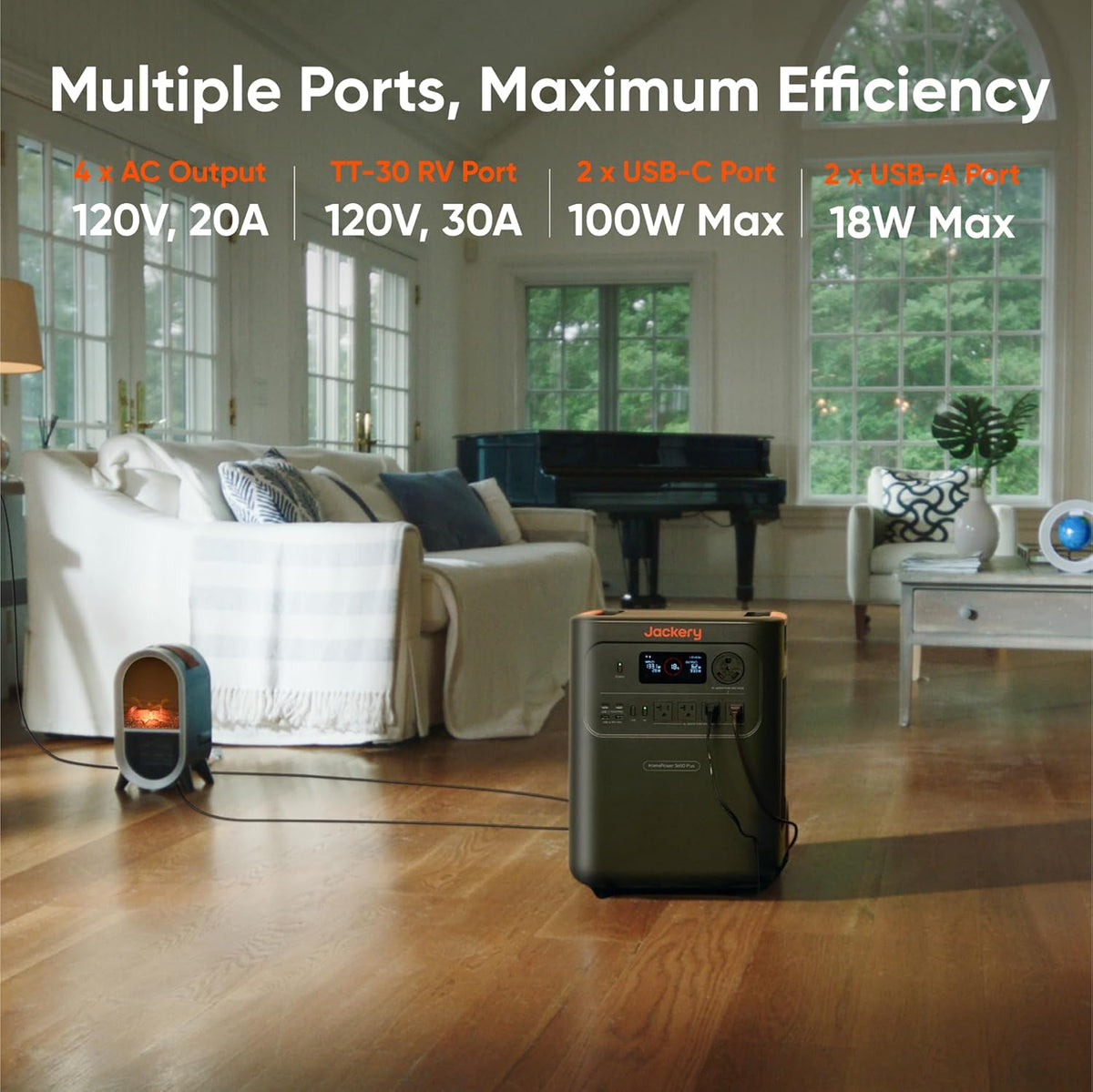 Jackery HomePower 3600 Plus Portable Power Station with 2x 200W Solar Panels  3600W AC Output  3584Wh LFP Solar Generator  Expandable up to 21kWh  Essential Home Backup for Home Use  Emergencies  RV