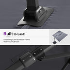 PURPLE LEAF 9' X 12' Cantilever Outdoor Umbrellas Large Patio Umbrella Hanging Double Top Rectangle Offset Umbrella with 360°Rotation Tilting Umbrella Outdoor Patio  Grey